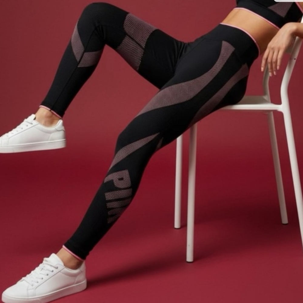 Pink Active Victoria's Secret Black and Pink Leggings